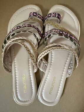 Maurice’s Slide Sandals with Pink & Gold Accents